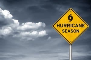 hurricane with warning sign